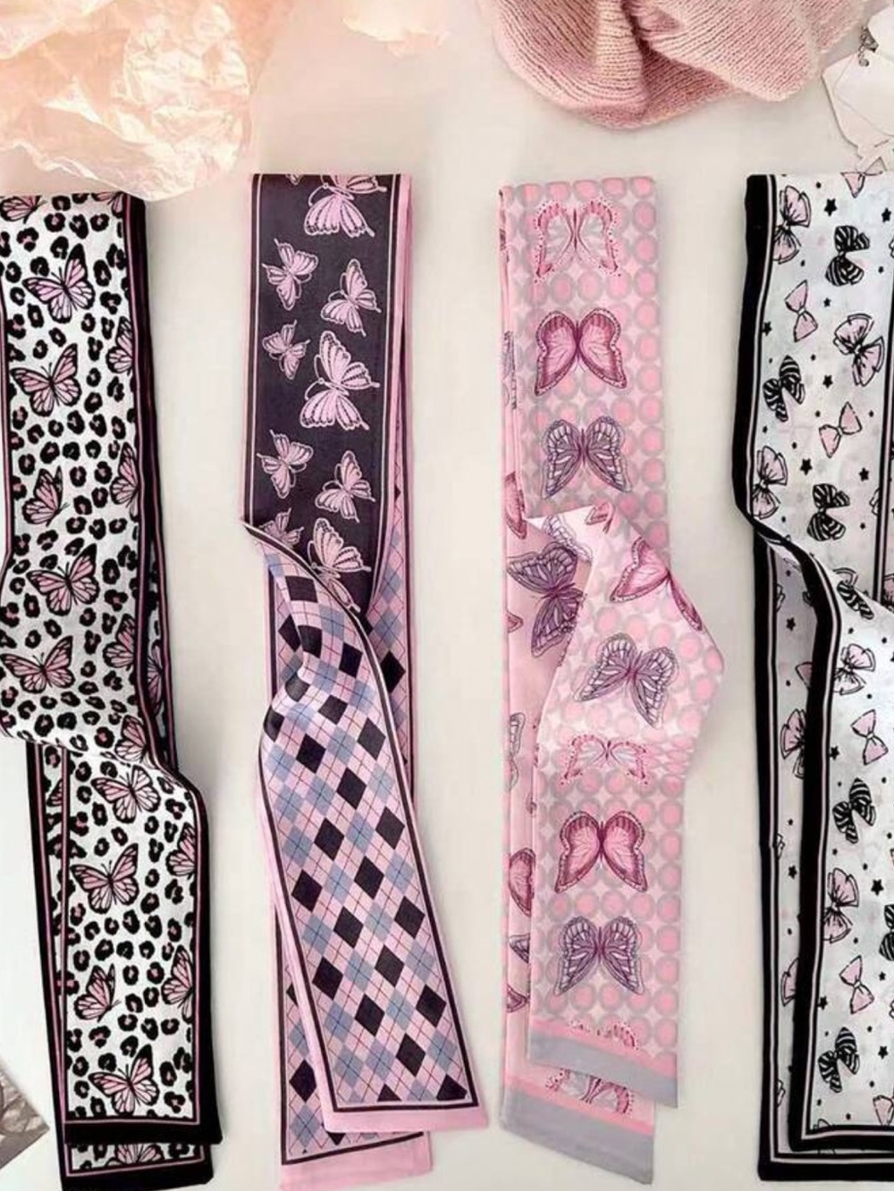 NEW Butterfly bag Scarves - Pink & Black - Picture 2 of 7